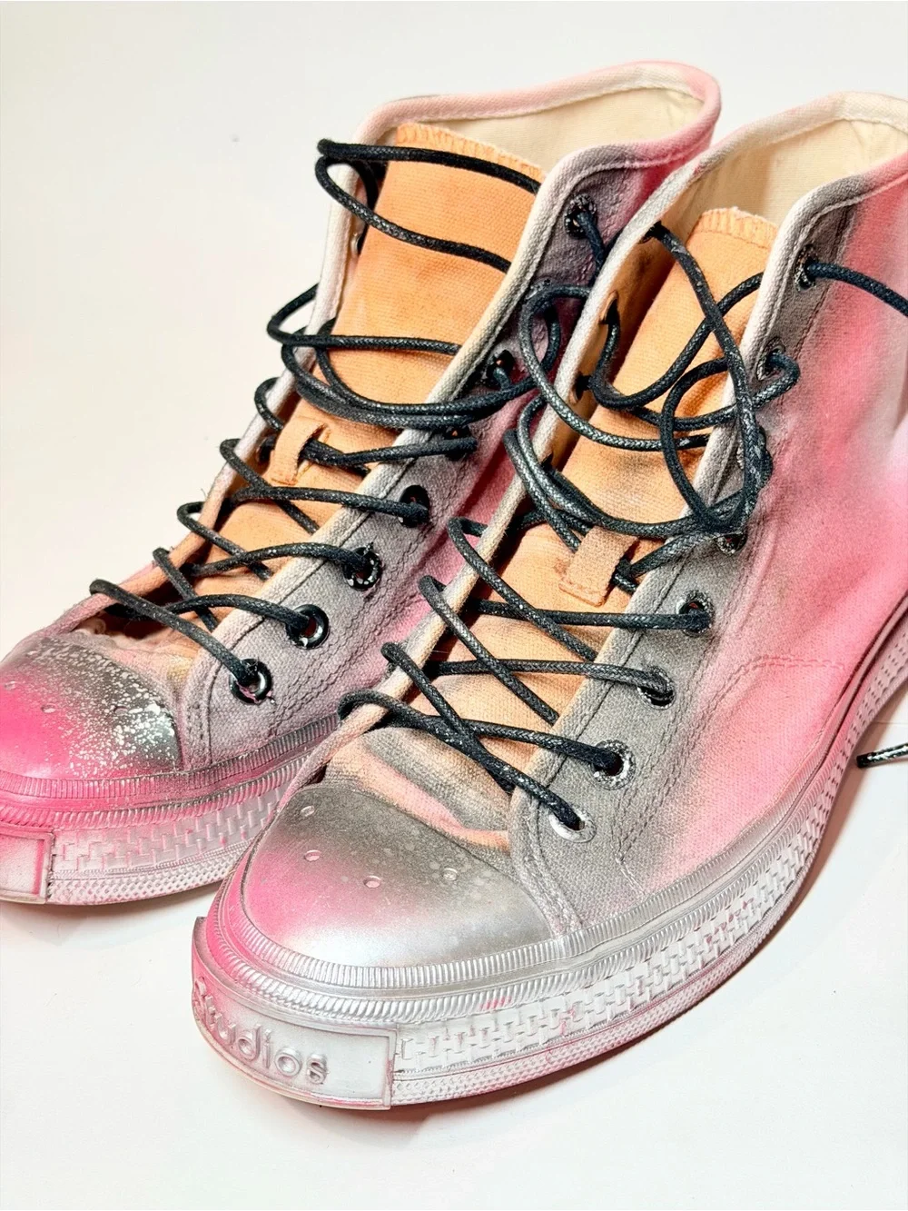 Acne Pink Gradient High-Top Canvas Sneakers